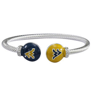 West Virginia Mountaineers Brady Silver Tone Cuff Bracelet, NCAA
